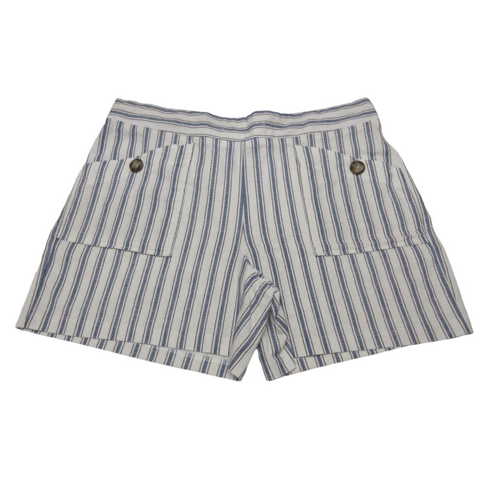 New York Clothing Co women's 5" railroad stripe linen blend‎ coastal shorts 12